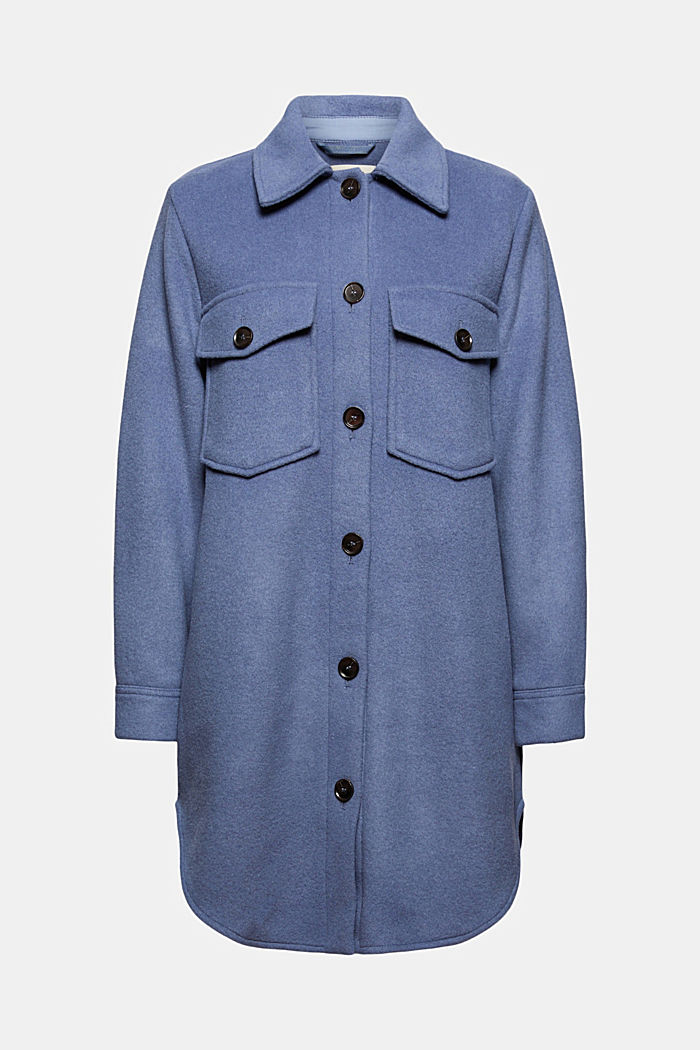 Blended wool shirt jacket, GREY BLUE, detail image number 6