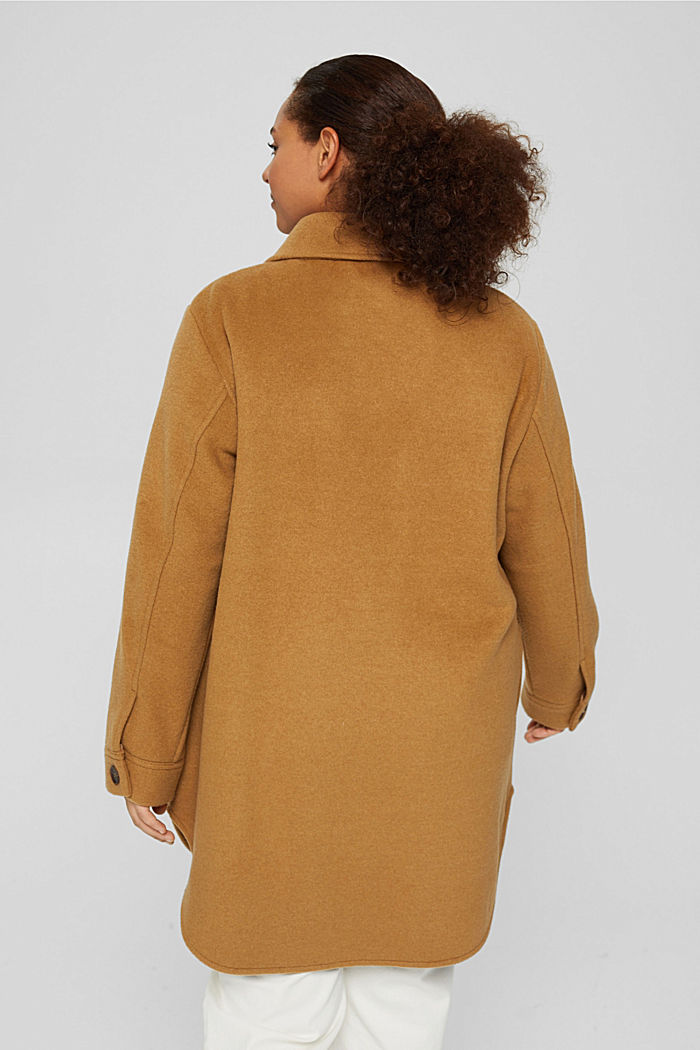 CURVY oversized shacket with wool, CAMEL, detail image number 3