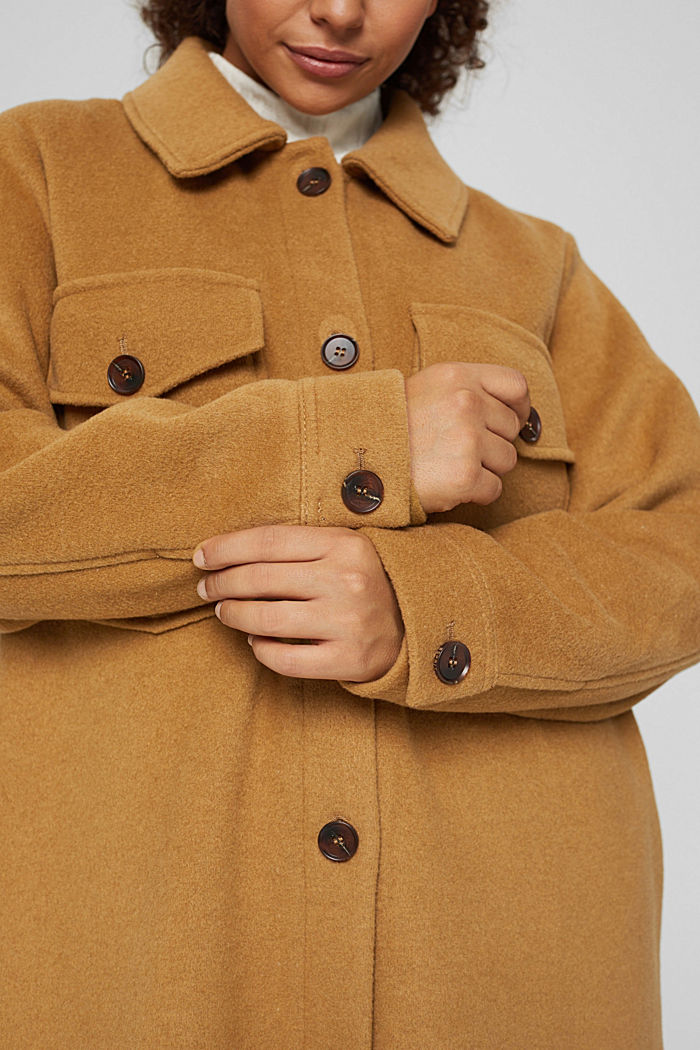 CURVY oversized shacket with wool, CAMEL, detail image number 2