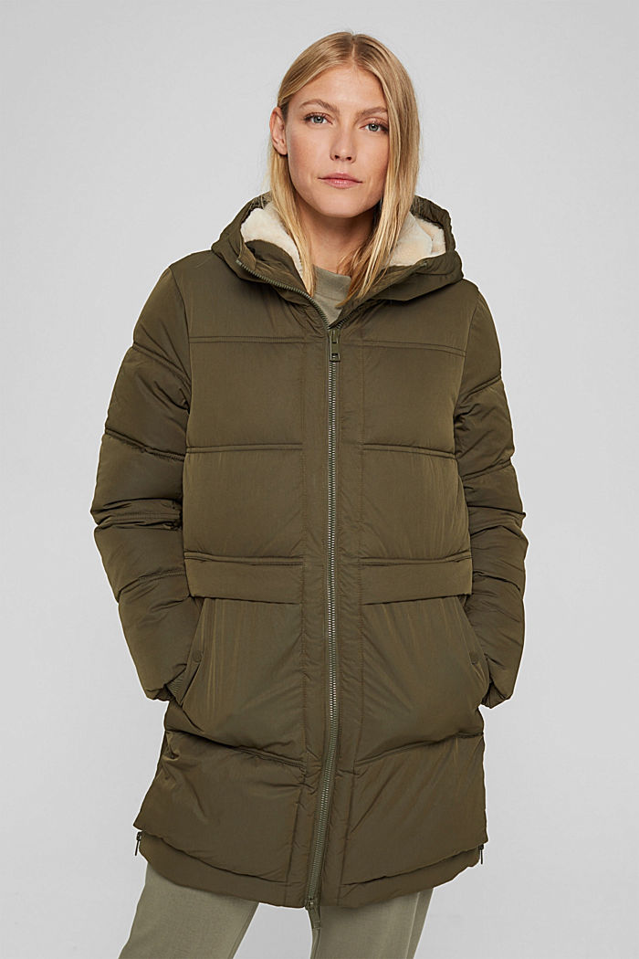 Recycled: quilted coat with 3M™ Thinsulate™, DARK KHAKI, detail image number 0
