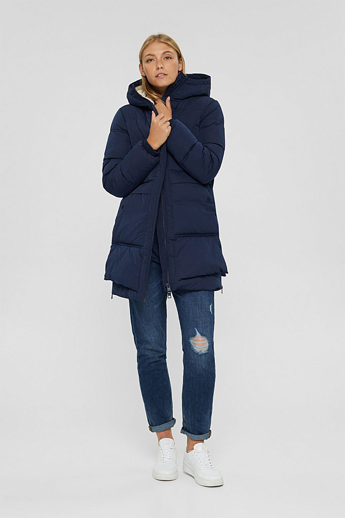 Recycled: quilted coat with 3M™ Thinsulate™, NAVY, overview