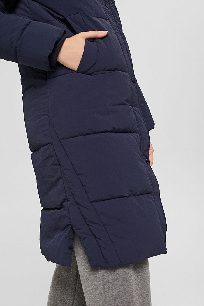 Recycled: textured quilted coat, NAVY, detail image number 2