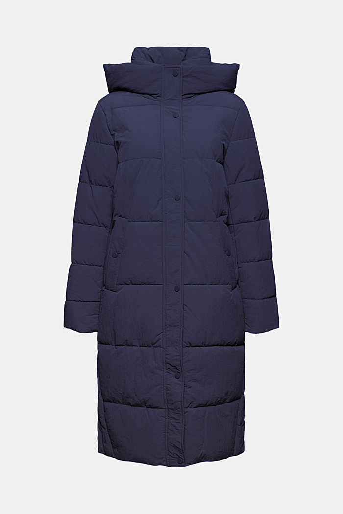 Recycled: textured quilted coat, NAVY, detail image number 6