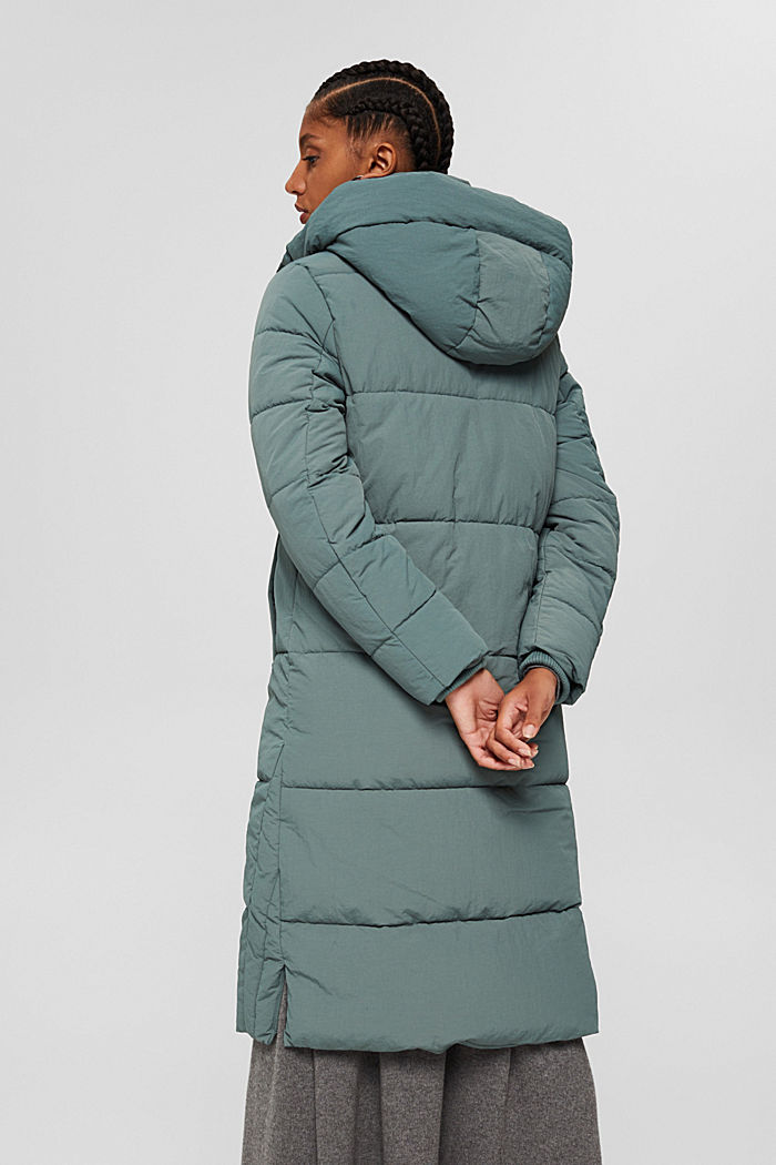 Recycled: textured quilted coat, TEAL BLUE, detail image number 2