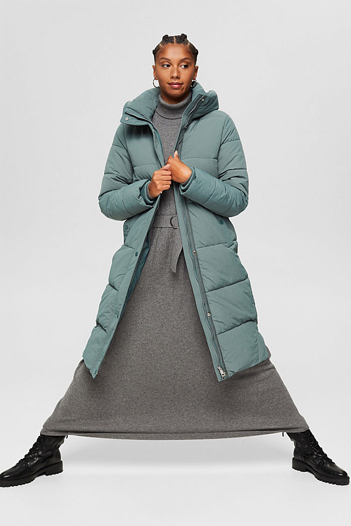 Recycled: textured quilted coat, TEAL BLUE, detail image number 1