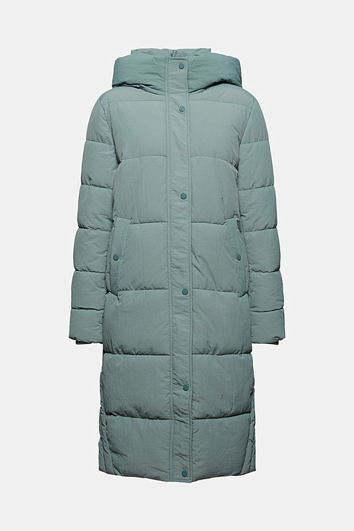 Reciclado: abrigo acolchado con textura, TEAL BLUE, overview