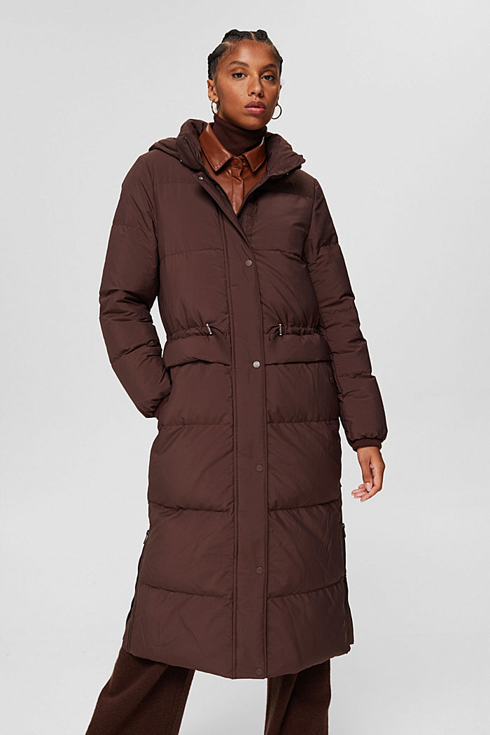 Reciclado: abrigo acolchado con plumón, RUST BROWN, detail image number 0