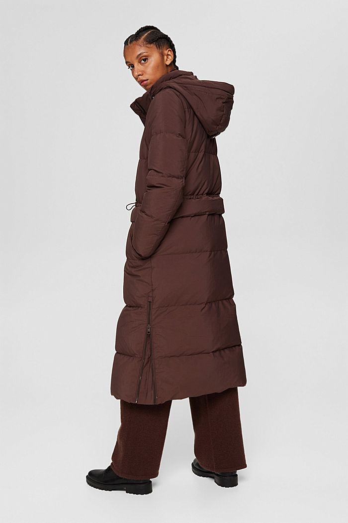 Recycled: quilted coat with down, RUST BROWN, detail image number 3