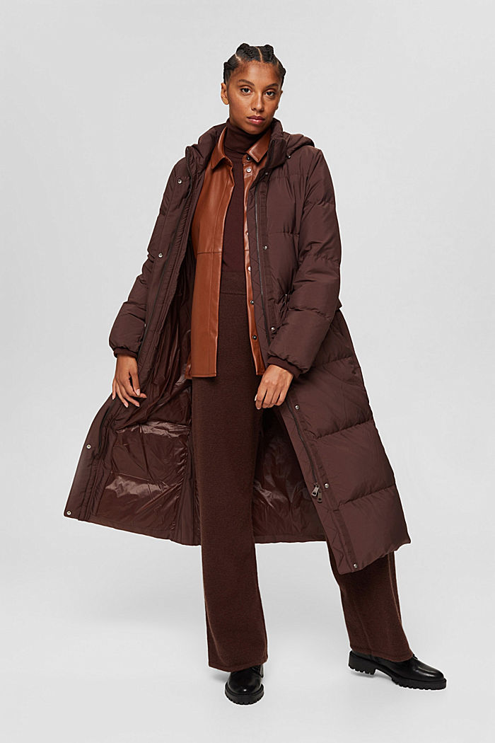 Recycled: quilted coat with down, RUST BROWN, detail image number 5