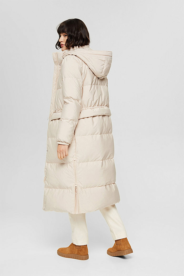 Recycled: quilted coat with down, CREAM BEIGE, detail image number 3