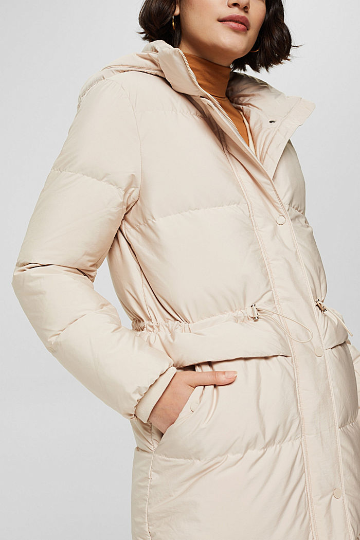 Recycled: quilted coat with down, CREAM BEIGE, detail image number 2