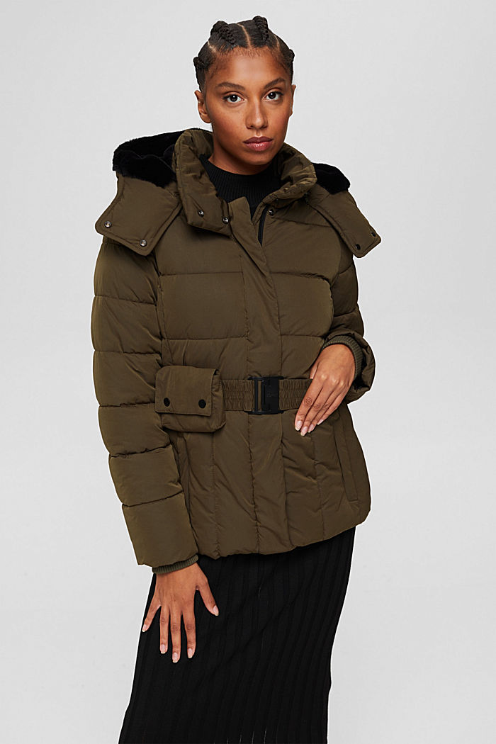 Quilted jacket with 3M™ Thinsulate™ and a belt, DARK KHAKI, detail image number 0