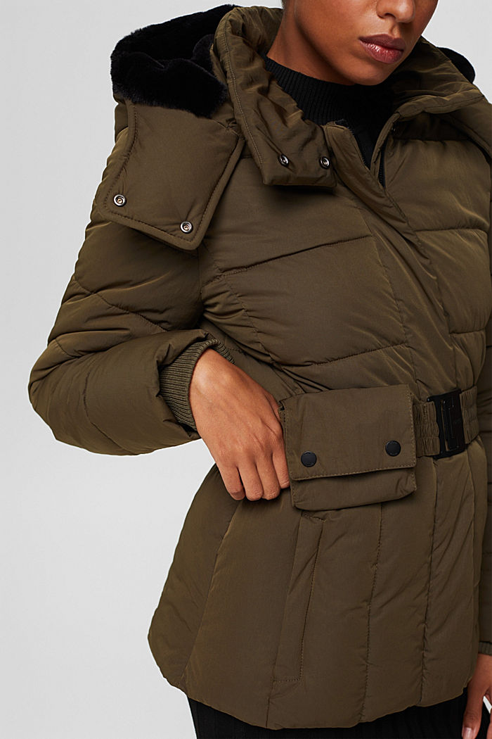 Quilted jacket with 3M™ Thinsulate™ and a belt, DARK KHAKI, detail image number 2