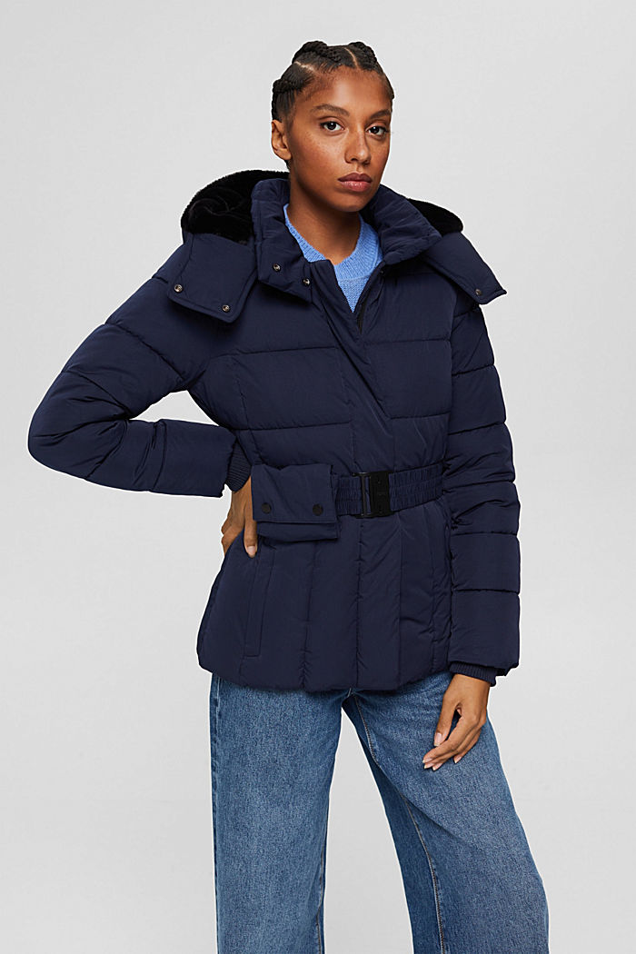Quilted jacket with 3M™ Thinsulate™ and a belt, NAVY, detail image number 0