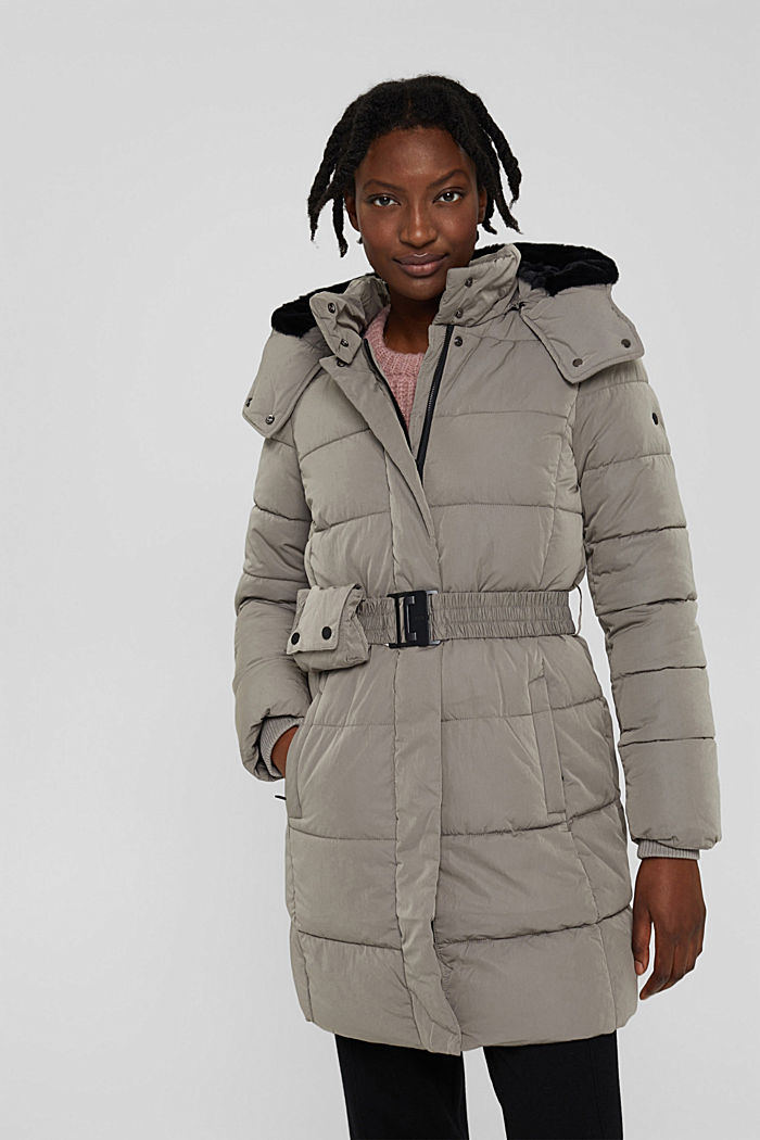 Thinsulate™ quilted coat with detachable hood, GUNMETAL, detail image number 0
