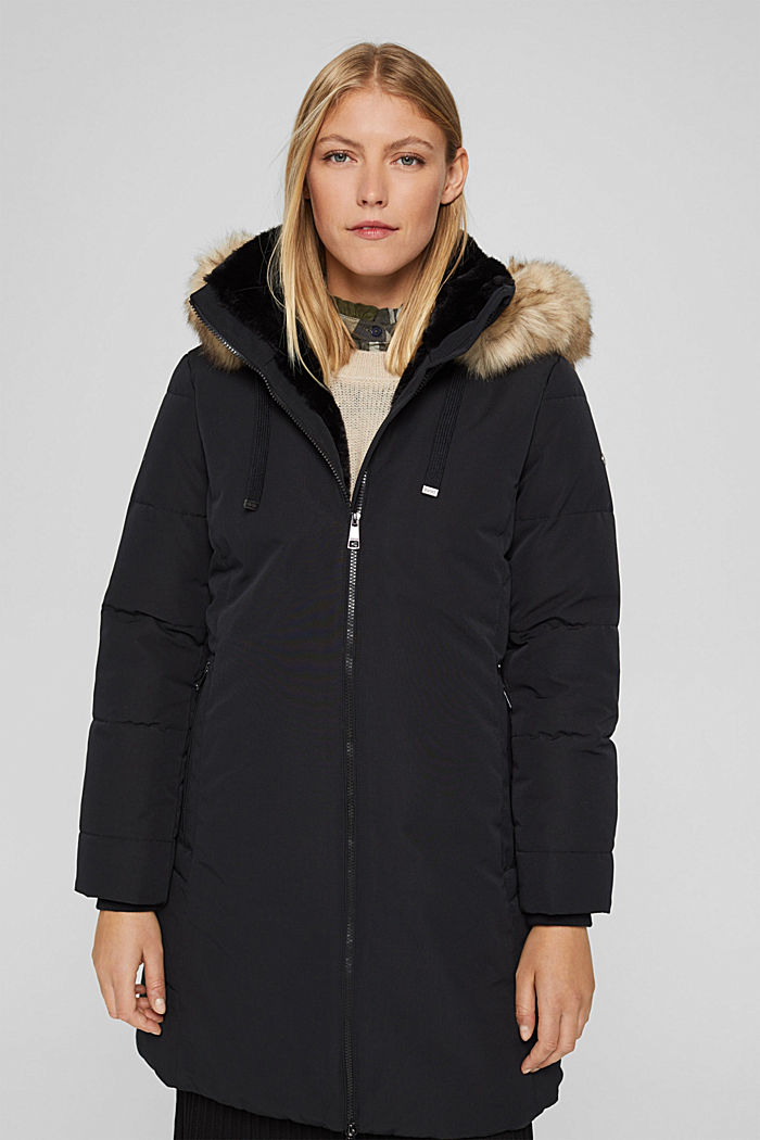 Water-resistant parka with faux fur, BLACK, detail image number 0