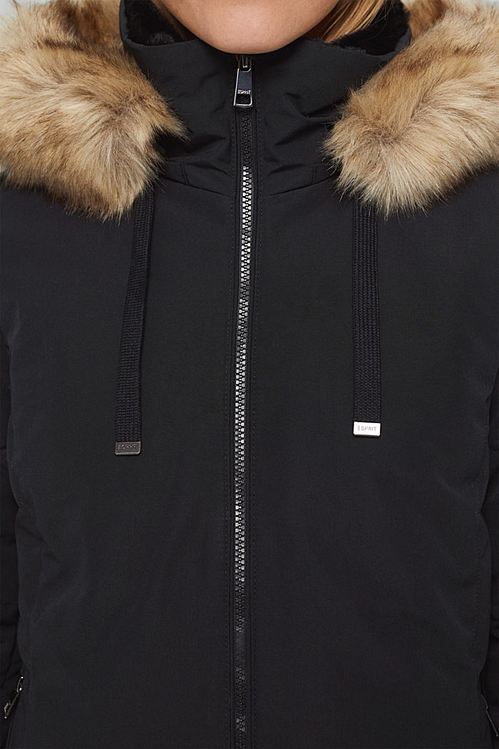 Water-resistant parka with faux fur, BLACK, detail image number 2