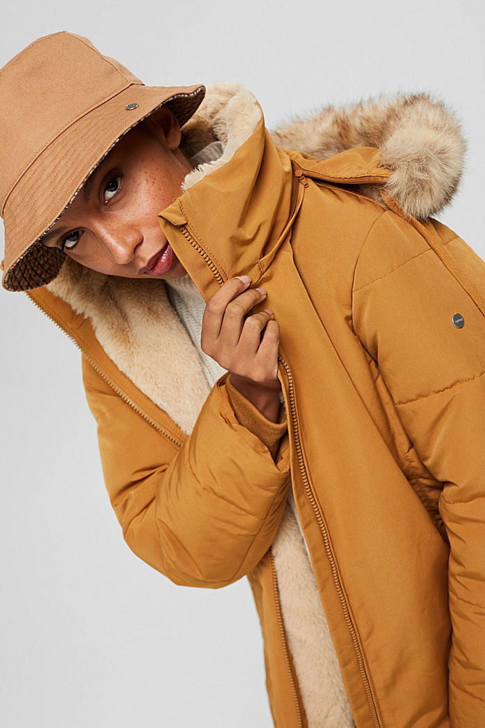 Water-resistant parka with faux fur, CAMEL, detail image number 5