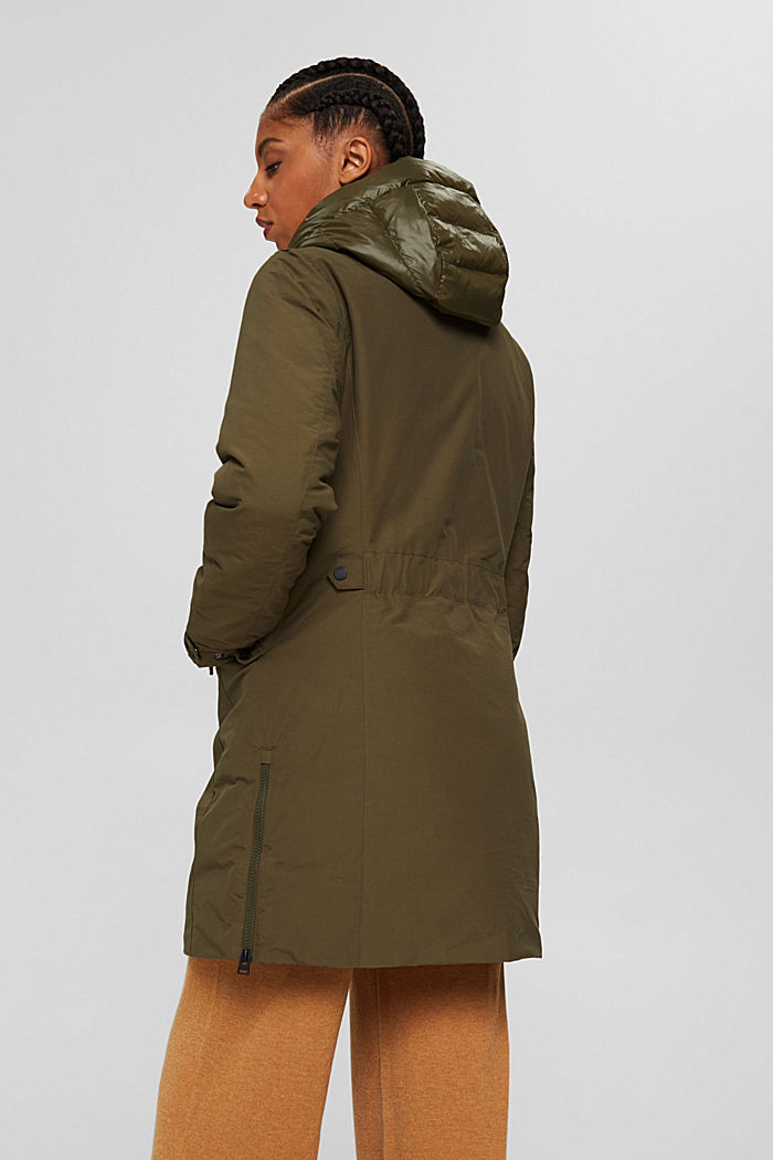 Parka in blended organic cotton with recycled down, DARK KHAKI, detail image number 3