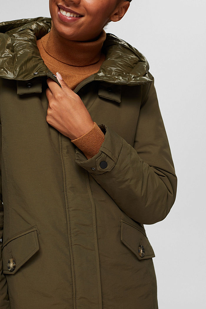 Parka in blended organic cotton with recycled down, DARK KHAKI, detail image number 2
