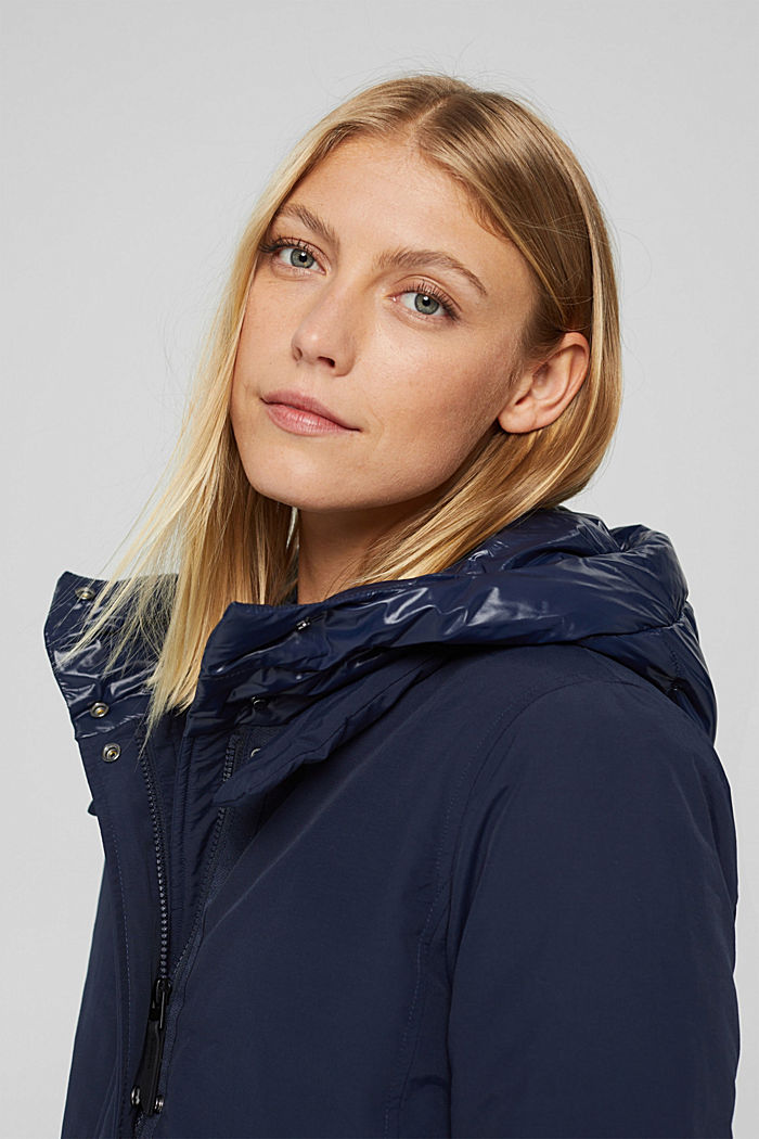 Parka in blended organic cotton with recycled down, NAVY, detail image number 5
