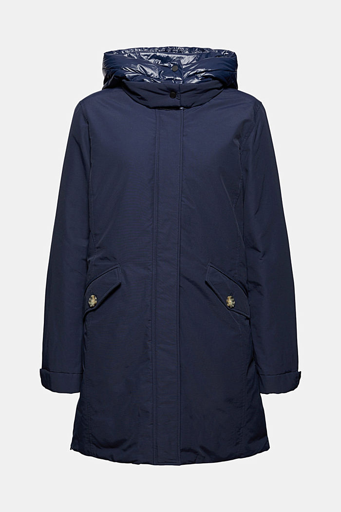 Parka in blended organic cotton with recycled down, NAVY, detail image number 7