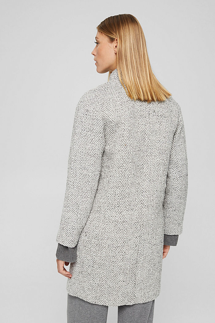 Met gerecyclede wol: mantel met visgraat, LIGHT GREY, detail image number 3