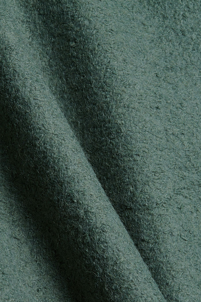 Made of a milled wool blend: hooded coat, TEAL BLUE, detail image number 4