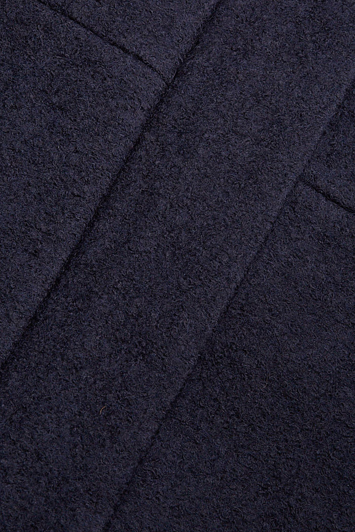 Made of blended wool: hooded bouclé jacket, NAVY, detail image number 4