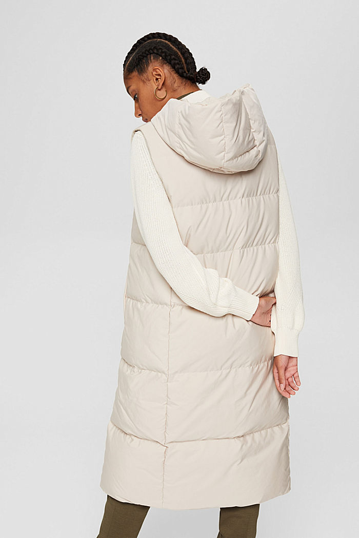 Reversible quilted body warmer with recycled down filling, CREAM BEIGE, detail image number 3