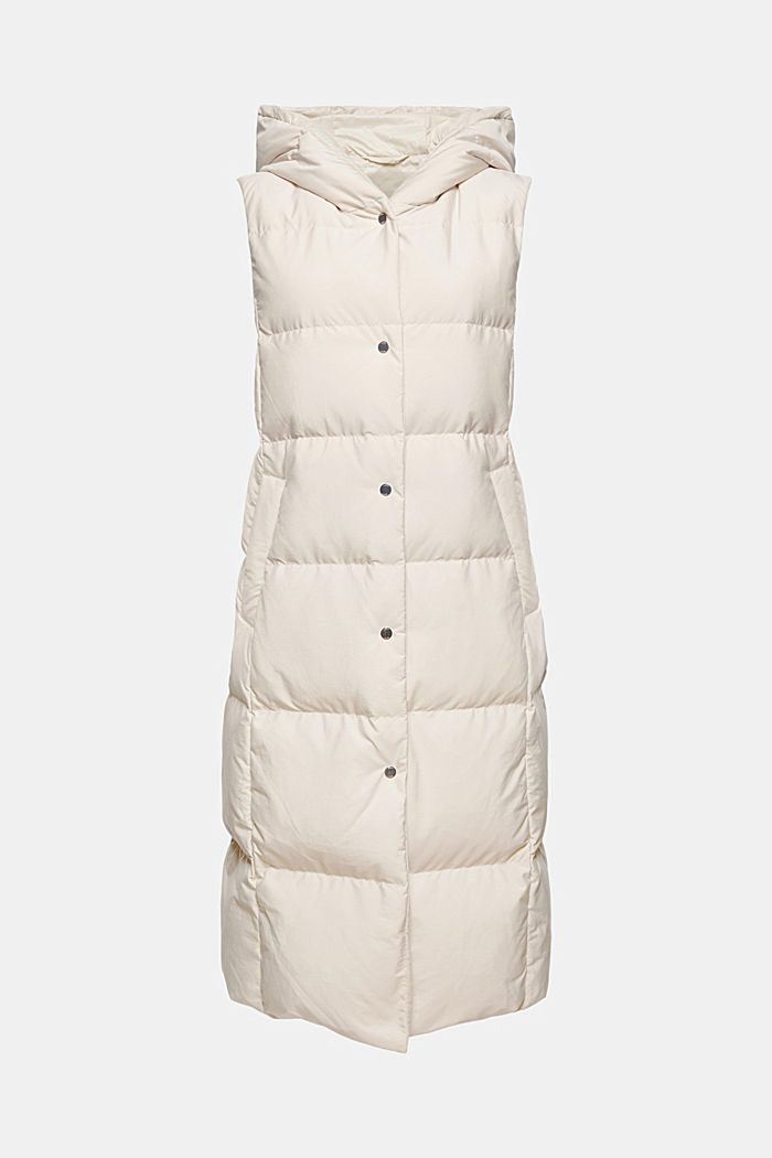 Reversible quilted body warmer with recycled down filling, CREAM BEIGE, detail image number 6