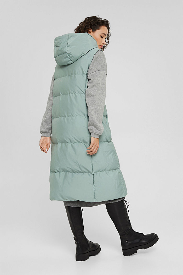 Reversible quilted body warmer with recycled down filling, DUSTY GREEN, overview