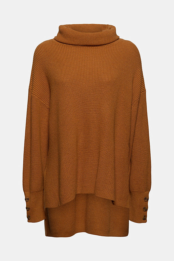 Organic cotton/cashmere: Polo neck jumper, CAMEL, detail image number 7