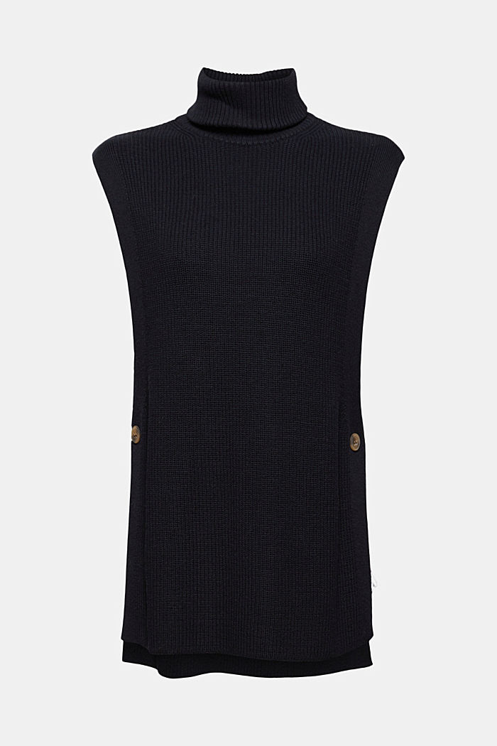 Rib knit sleeveless jumper in fabric blend containing cashmere, BLACK, overview