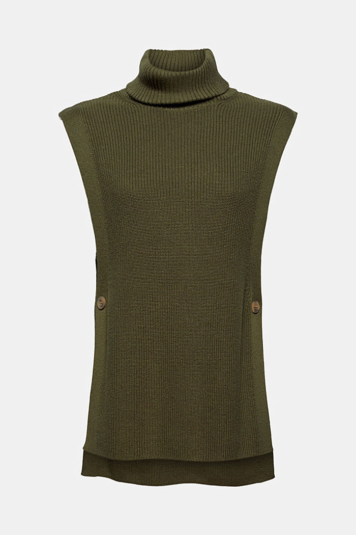 Rib knit sleeveless jumper in fabric blend containing cashmere, DARK KHAKI, detail image number 6