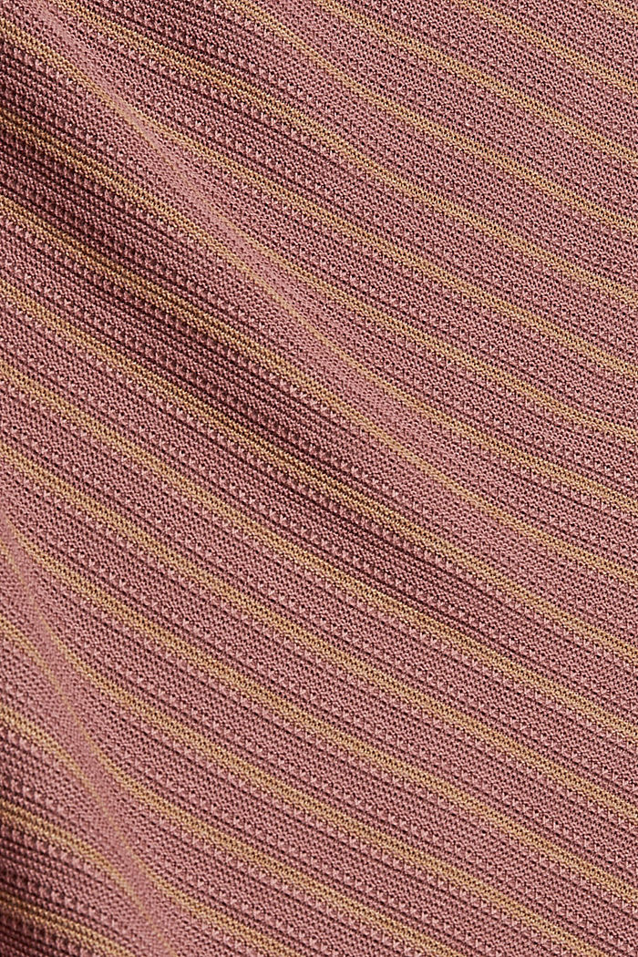 Made of recycled yarn: striped polo neck jumper, DARK OLD PINK, detail image number 4