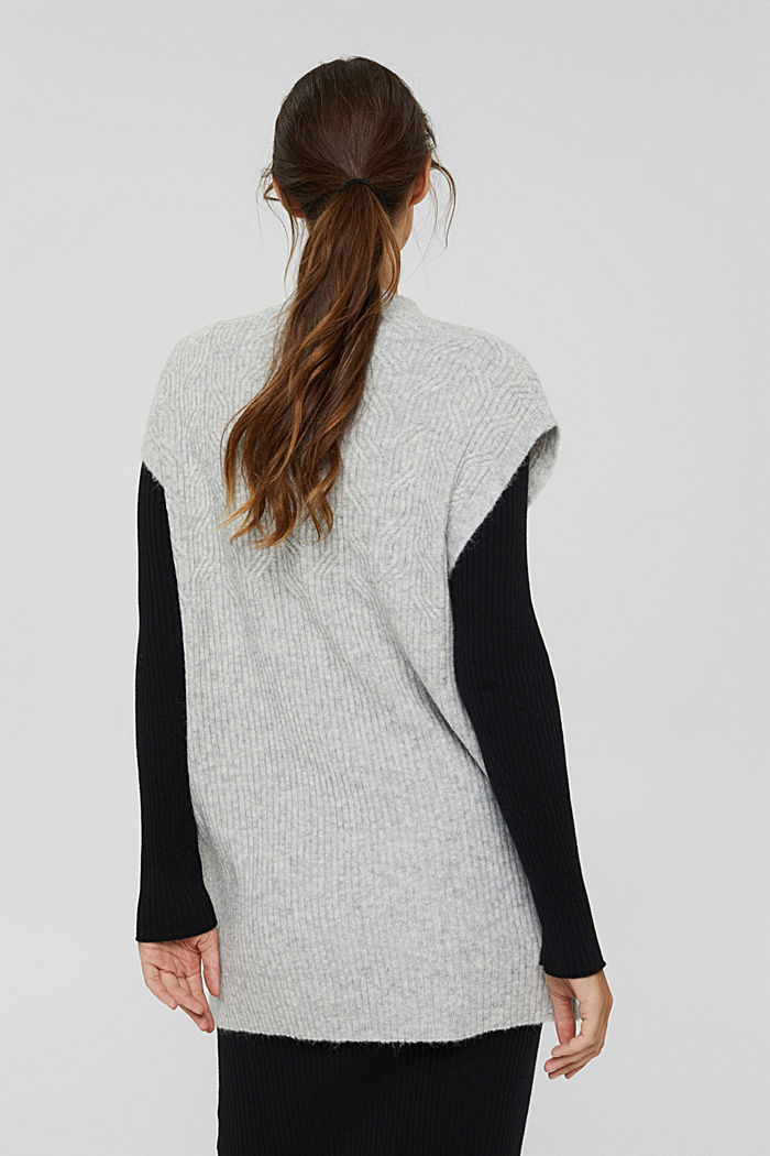 Textured knit sleeveless jumper in a wool/alpaca blend, LIGHT GREY, detail image number 3