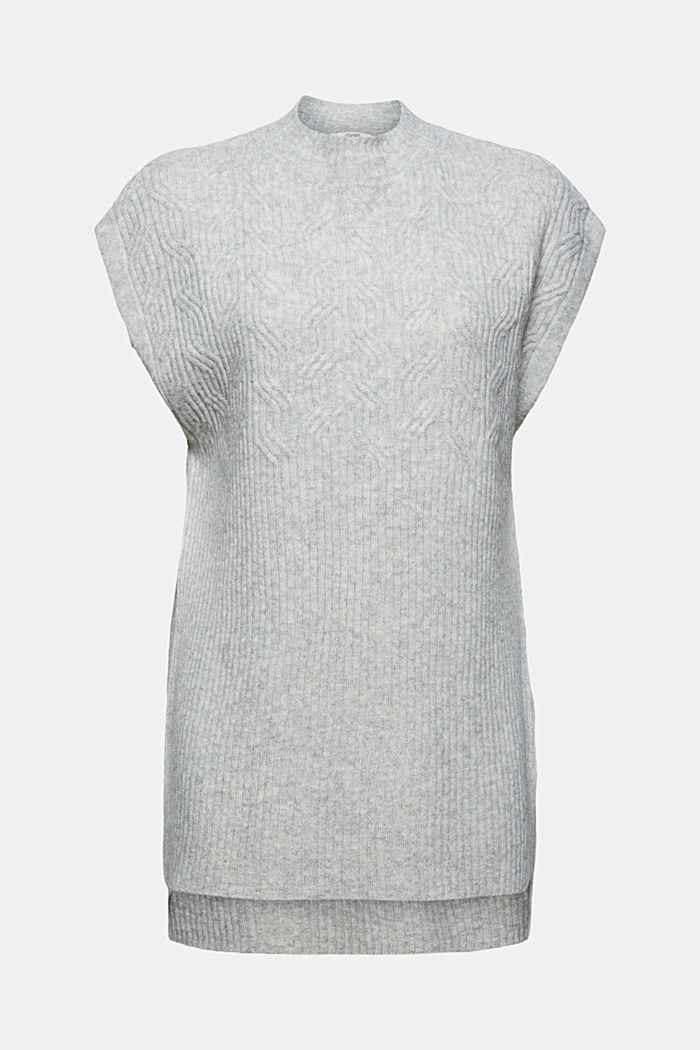 Textured knit sleeveless jumper in a wool/alpaca blend, LIGHT GREY, detail image number 5