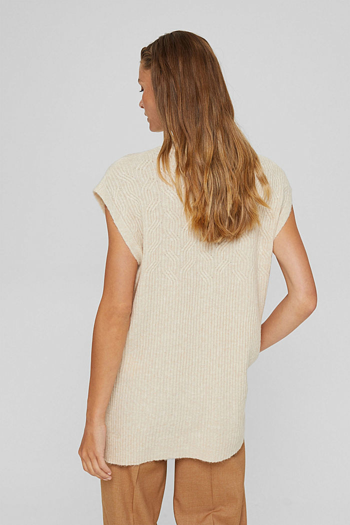 Textured knit sleeveless jumper in a wool/alpaca blend, SAND, detail image number 3