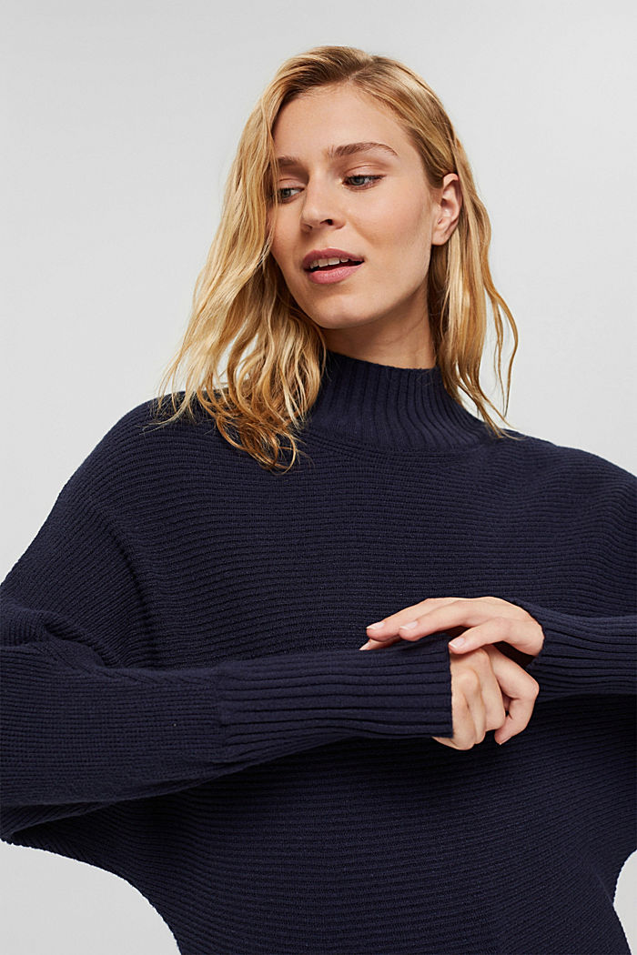 Rib knit top with LENZING™ ECOVERO™, NAVY, detail image number 6