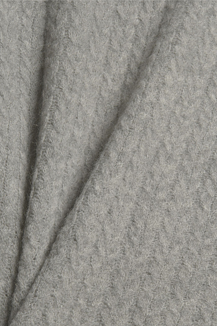 Wool blend: jumper with a cable knit pattern, MEDIUM GREY, detail image number 4
