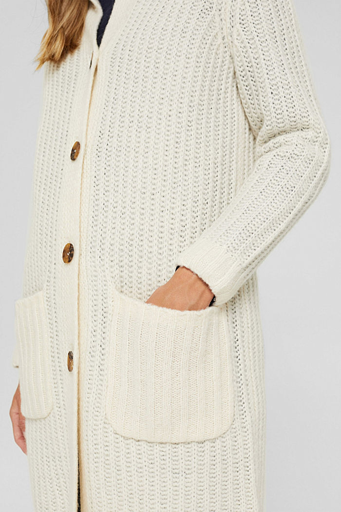 Wool/alpaca blend: long cardigan, ICE, detail image number 2