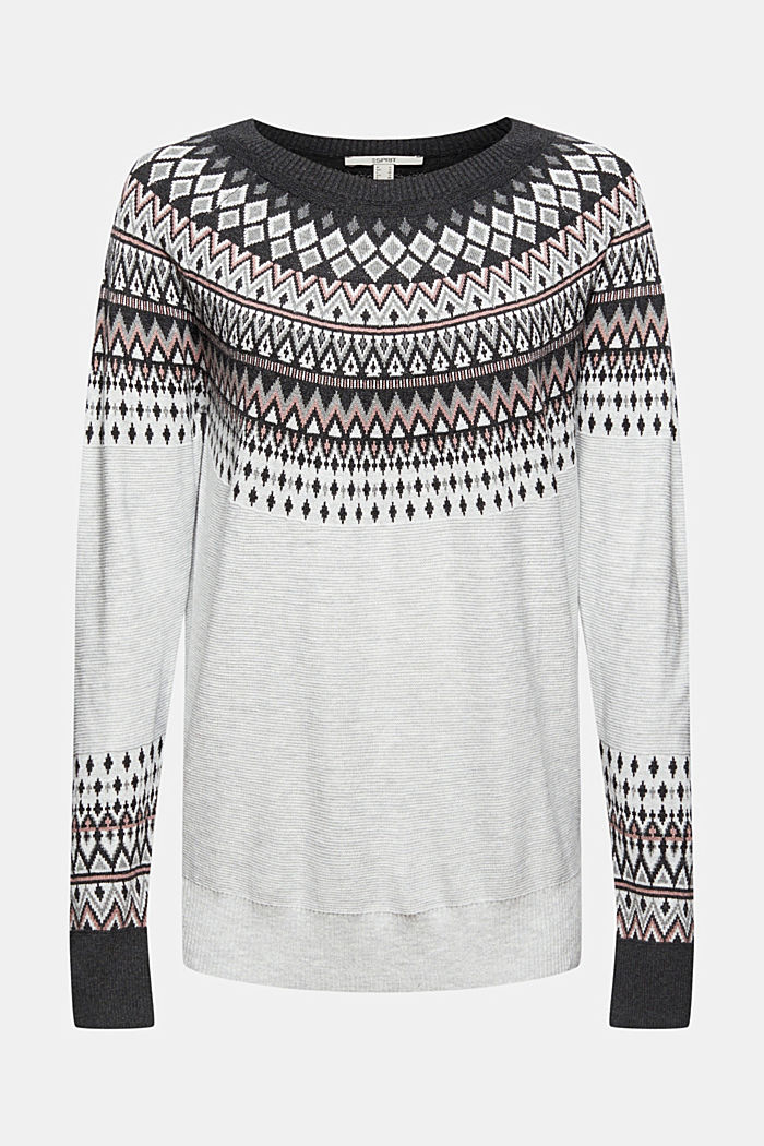 Fair Isle jumper made of blended organic cotton, LIGHT GREY, overview
