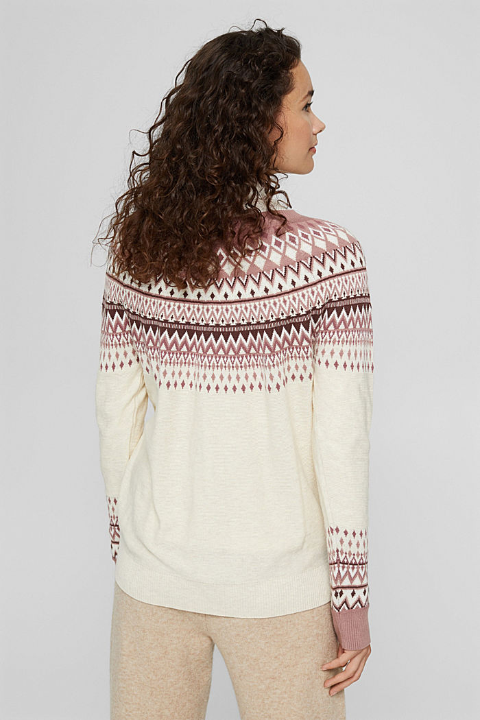 Fair Isle jumper made of blended organic cotton, SAND, detail image number 3