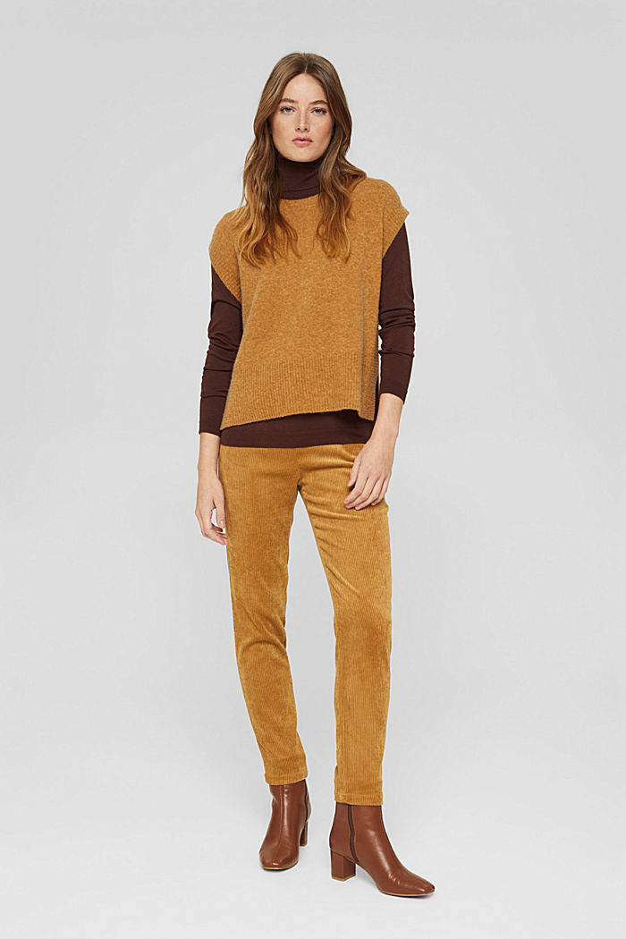 Polo neck jumper made of fine yarn, RUST BROWN, detail image number 1