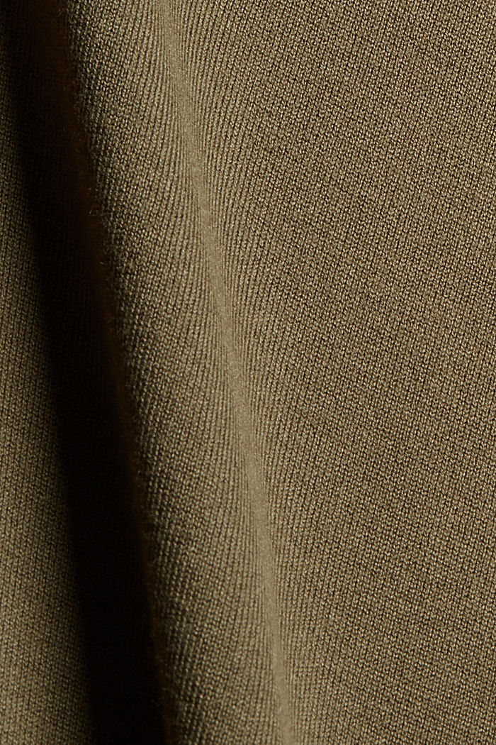 Jersey de cuello vuelto confeccionado en punto fino, DARK KHAKI, detail image number 4