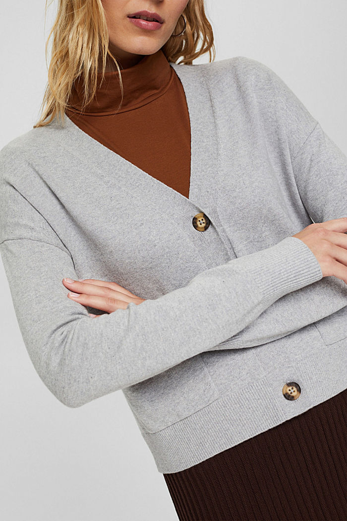 Cashmere blend: V-neck cardigan, LIGHT GREY, detail image number 2