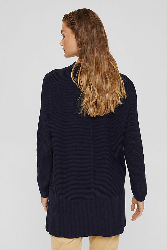 With cashmere: long jumper with slits, NAVY, detail image number 3