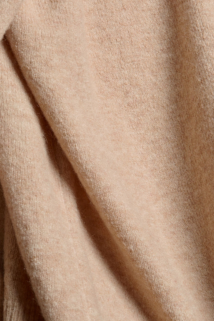Wool blend: cardigan with gathered sleeves, SAND, detail image number 4