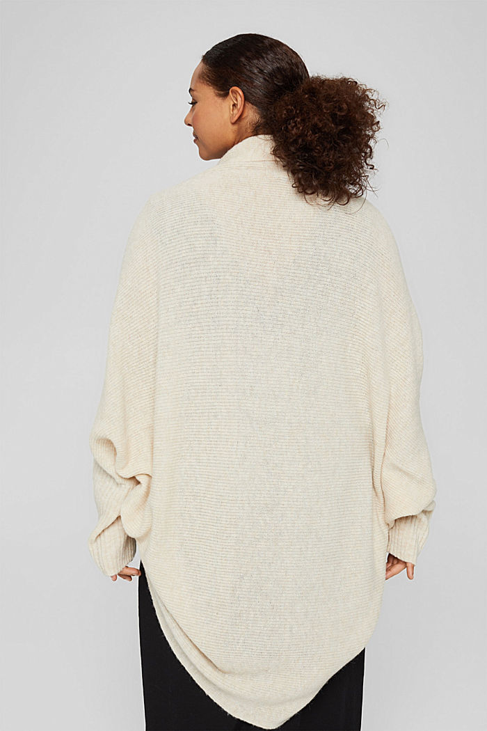 CURVY cape cardigan with wool, SAND, detail image number 3